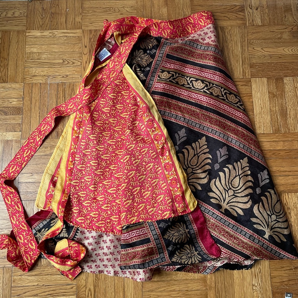 Mexicali Blues Silk Reversible Wrap Skirt